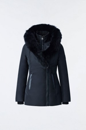 Mackage ADALI Down with fox fur Signature Collar Rockar Dam Svarta | 395JBXUGO