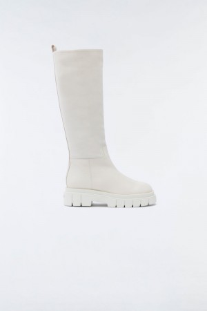 Mackage COMMANDER shearling lug sole (R) Läder Höga Stövlar Dam Vita | 941WRDXYP