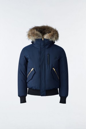 Mackage DIXON 2-in-1 Nordic Tech down bomber with natural fur Dunparka Herr Marinblå | 476IXOREQ