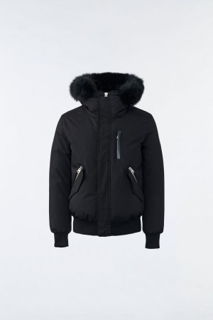 Mackage DIXON 2-in-1 Nordic Tech down bomber with fox fur Dunparka Herr Svarta | 164GFOZVU