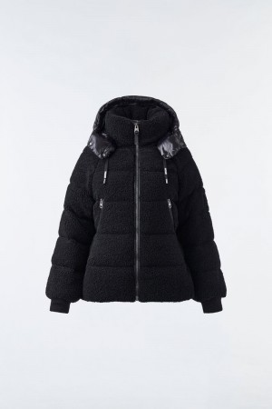 Mackage EDANA teddy down with removable hood Pufferjacka Dam Svarta | 072DTJYWX