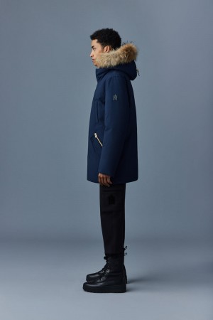 Mackage EDWARD 2-in-1 with hooded bib and natural fur Dunparka Herr Marinblå | 842QLYMAE