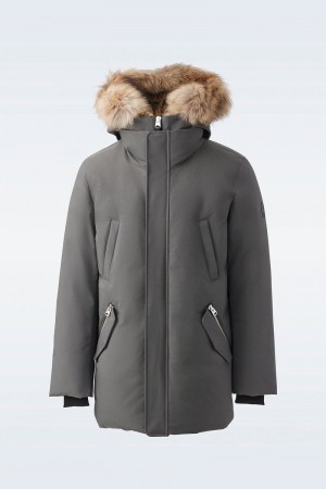 Mackage EDWARD 2-in-1 with hooded bib and natural fur Dunparka Herr Mörkgrå | 480DBSNOE