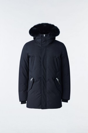 Mackage EDWARD 2-in-1 with hooded bib and fox fur Dunparka Herr Svarta | 745IYCLZE