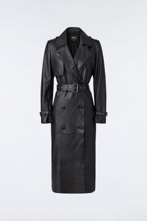 Mackage GAEL (R) Läder with belt Trenchcoat Dam Svarta | 871UVRNWD