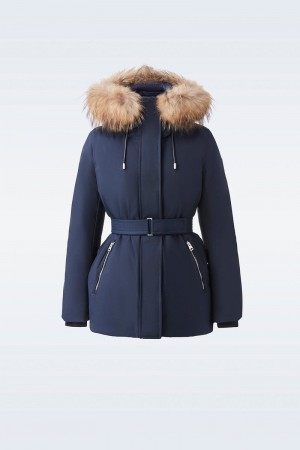 Mackage JENI-FZ 2-in-1 with removable bib & fur trim Dunparka Dam Marinblå | 387OYJLDE