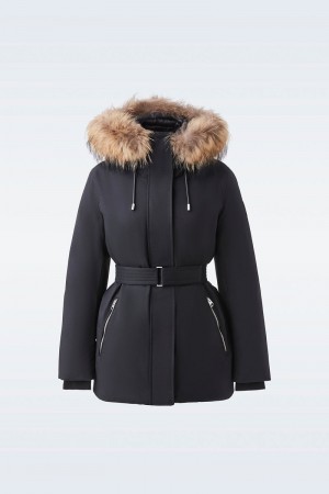 Mackage JENI-FZ 2-in-1 with removable bib & fur trim Dunparka Dam Svarta | 279POUJWZ