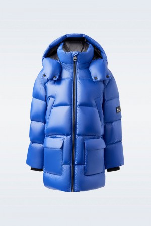 Mackage KENNIE Lustrous light with hood Dunparka Barn Blå | 179NMGSRO