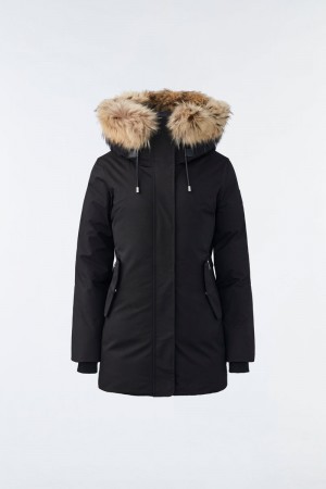 Mackage KINSLEE 2-in-1 oversized with bib and natural fur Dunparka Dam Svarta | 760VZIJEB