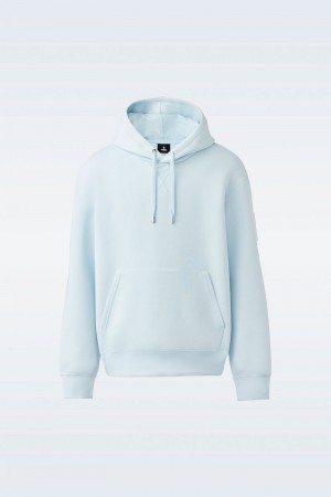 Mackage KRYS with velvet embroidery Hoodie Herr Ljusblå | 634QFYOVB