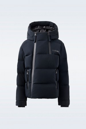 Mackage LELAND Lätta down with hood Skidjackor Barn Svarta | 596DWQYEC