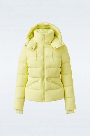 Mackage MADALYN-TR Tactile Ripstop with hood Dunjackor Dam Senapsgult Gröna | 532CLXDGS