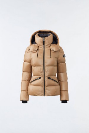 Mackage MADALYN lustrous light with hood Dunjackor Dam Khaki | 165NTYMRC