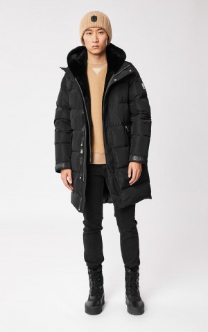 Mackage REYNOLD down with removable shearling bib and hood Rockar Herr Svarta | 758NXPZLR