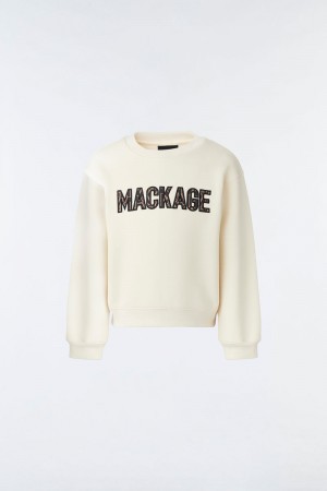 Mackage RIO Double-face jersey with wordmark Hoodie Barn Beige | 347SHIDPB