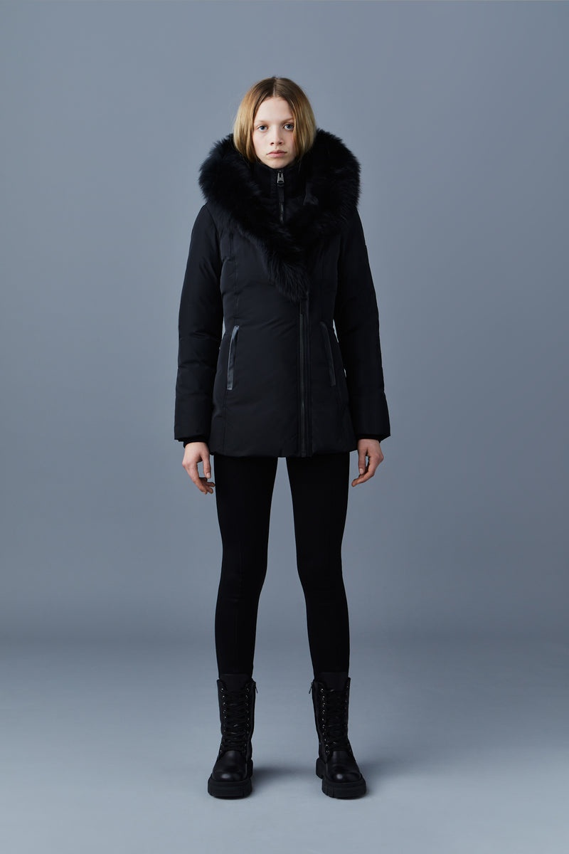 Mackage ADALI Down with fox fur Signature Collar Rockar Dam Svarta | 395JBXUGO