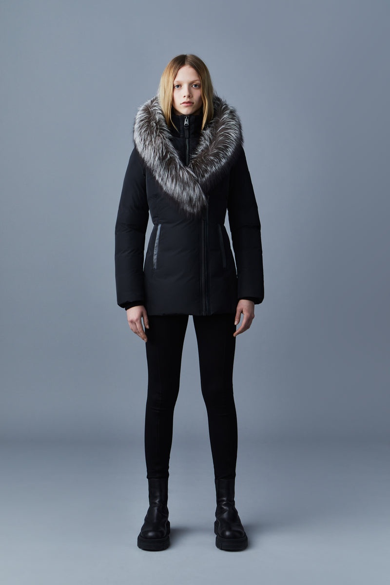 Mackage ADALI Down with silver fox fur Signature Collar Rockar Dam Svarta | 321LYNRIO