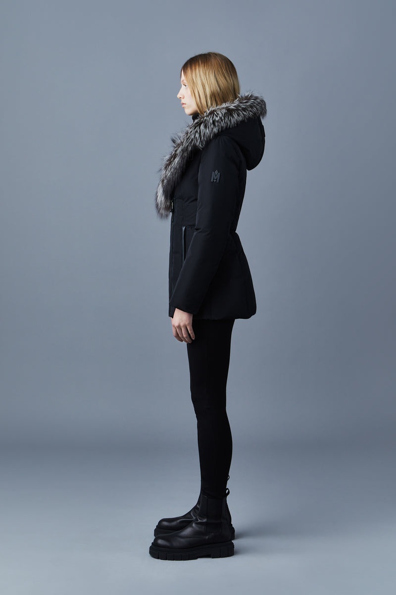 Mackage ADALI Down with silver fox fur Signature Collar Rockar Dam Svarta | 321LYNRIO