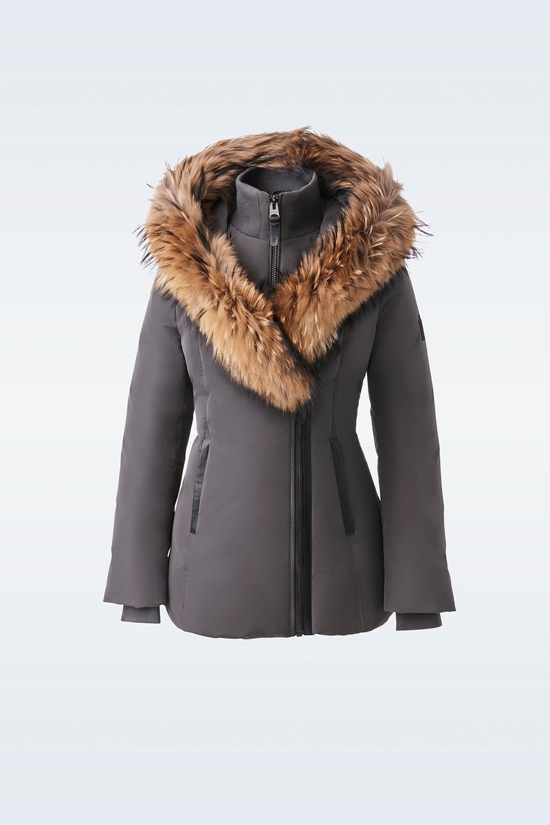 Mackage ADALI down with natural fur Signature Collar Rockar Dam Mörkgrå | 571HYIKEG