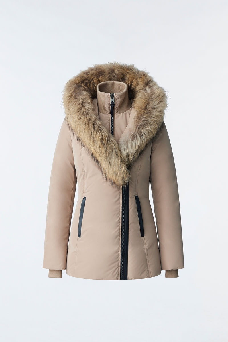 Mackage ADALI down with natural fur Signature Collar Rockar Dam Bruna | 123QYVLHZ