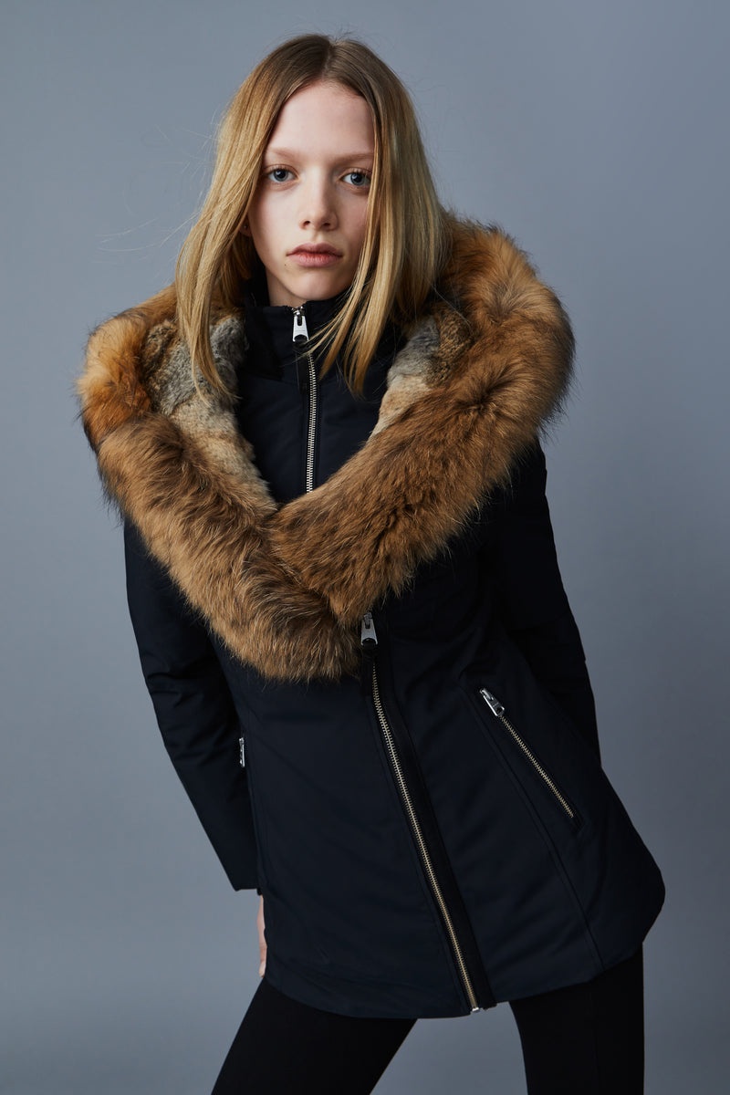 Mackage AKIVA down with Toscana fur trimmed hood Rockar Dam Svarta | 597PRZBWO