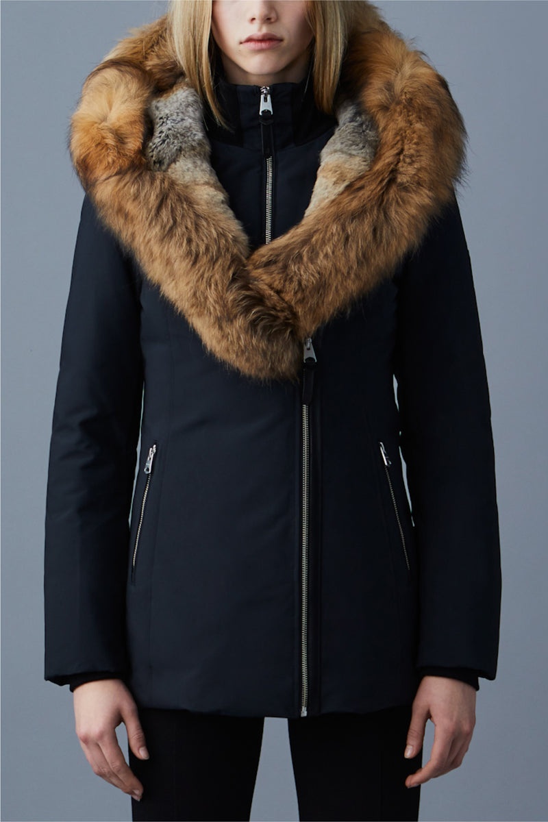 Mackage AKIVA down with Toscana fur trimmed hood Rockar Dam Svarta | 597PRZBWO