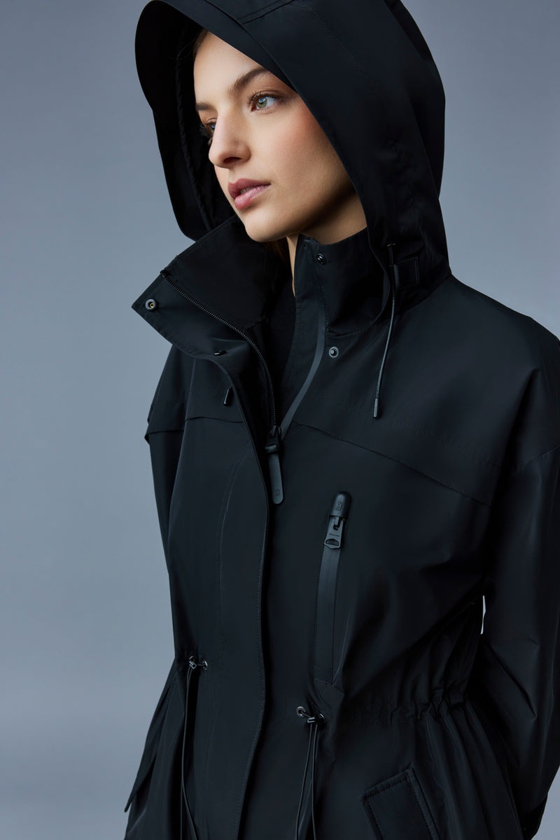 Mackage ALIZE Rain parka with storm visor Trenchcoat Dam Svarta | 397VNDRUA