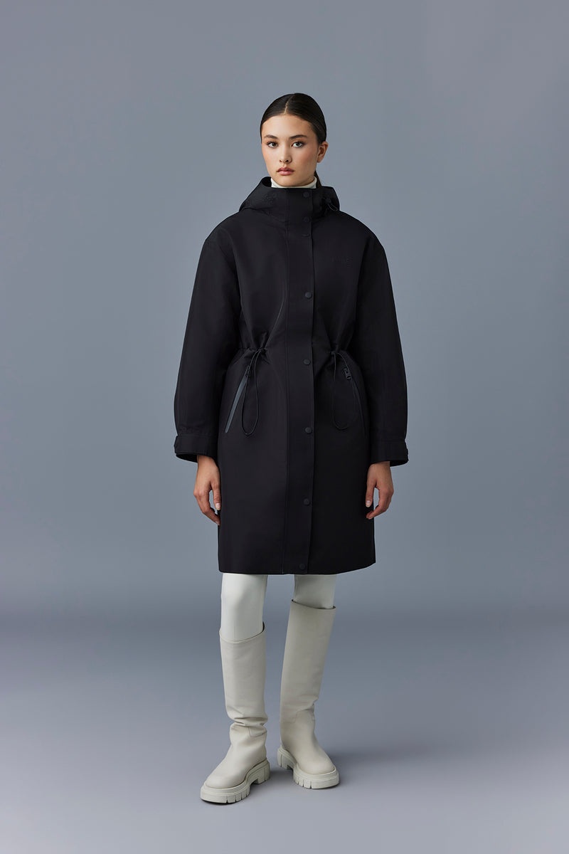 Mackage BREER-CITY Long 2-in-1 rain parka with removable liner Trenchcoat Dam Svarta | 340JQPCSA