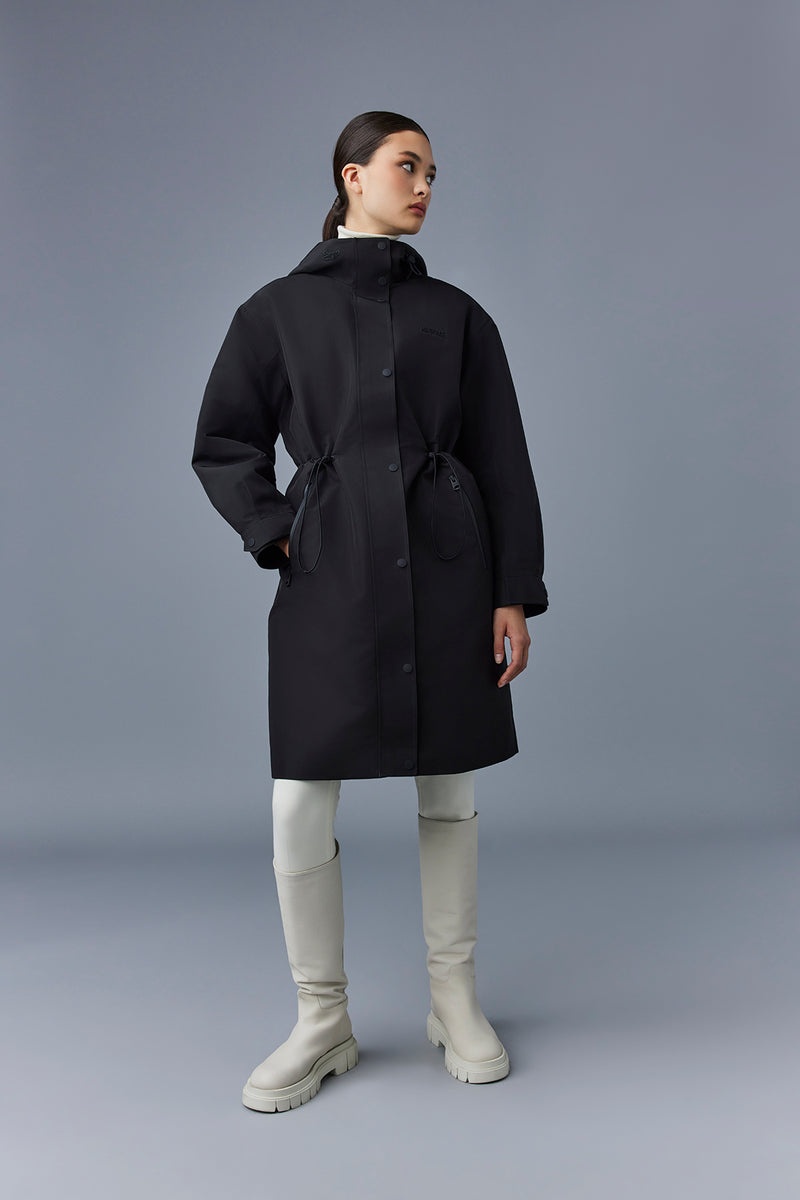 Mackage BREER-CITY Long 2-in-1 rain parka with removable liner Trenchcoat Dam Svarta | 340JQPCSA