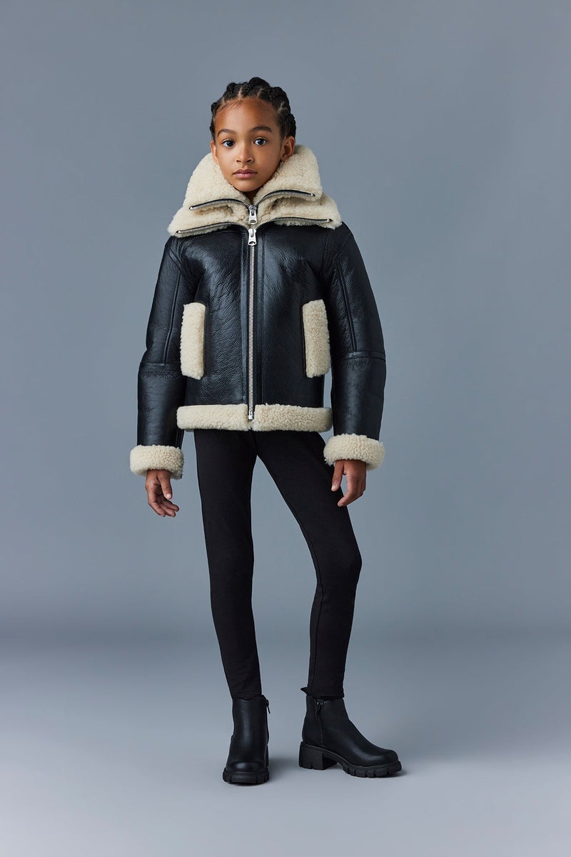 Mackage CALAN Sheepskin with removable collar Bomberjacka Barn Svarta | 465ZIJGTE