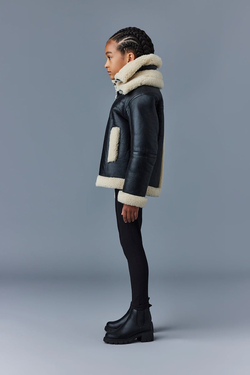 Mackage CALAN Sheepskin with removable collar Bomberjacka Barn Svarta | 465ZIJGTE