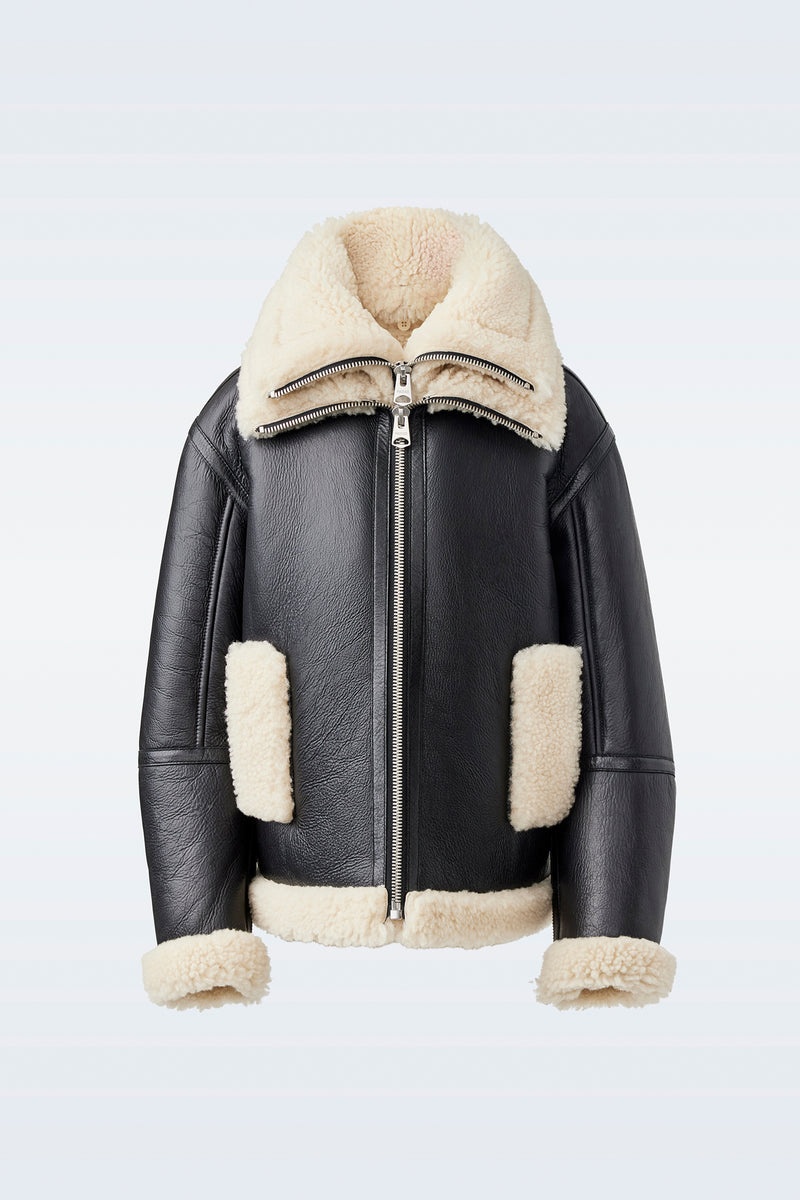 Mackage CALAN Sheepskin with removable collar Bomberjacka Barn Svarta | 465ZIJGTE