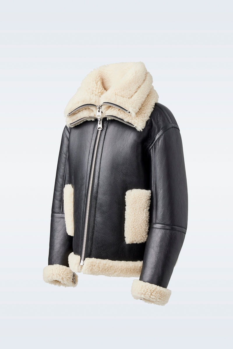 Mackage CALAN Sheepskin with removable collar Bomberjacka Barn Svarta | 465ZIJGTE