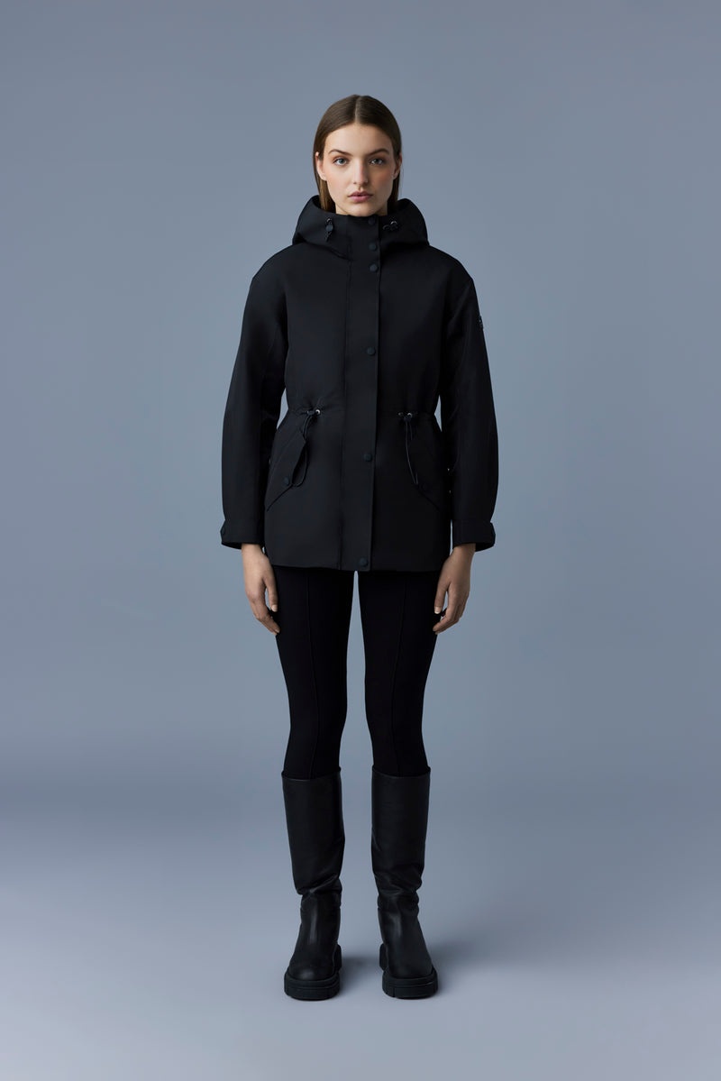 Mackage CARRIE Korta 2-in-1 rain parka with removable liner Trenchcoat Dam Svarta | 184RQAGMP