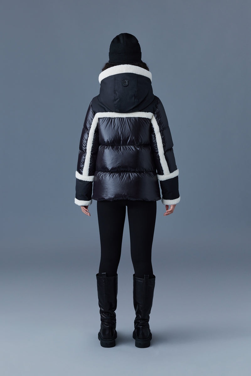 Mackage CYRAH Arctic Twill with shearling trim Dunjackor Dam Svarta | 593TLHGQO