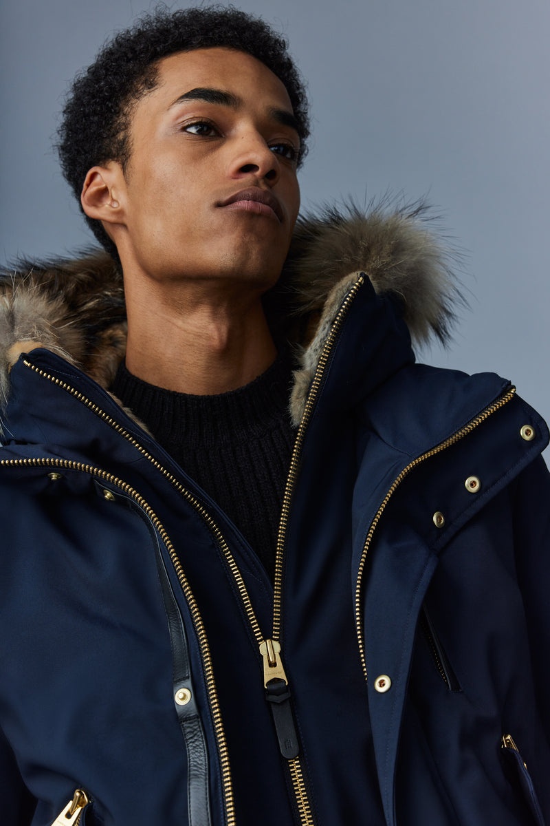 Mackage DIXON 2-in-1 Nordic Tech down bomber with natural fur Dunparka Herr Marinblå | 476IXOREQ