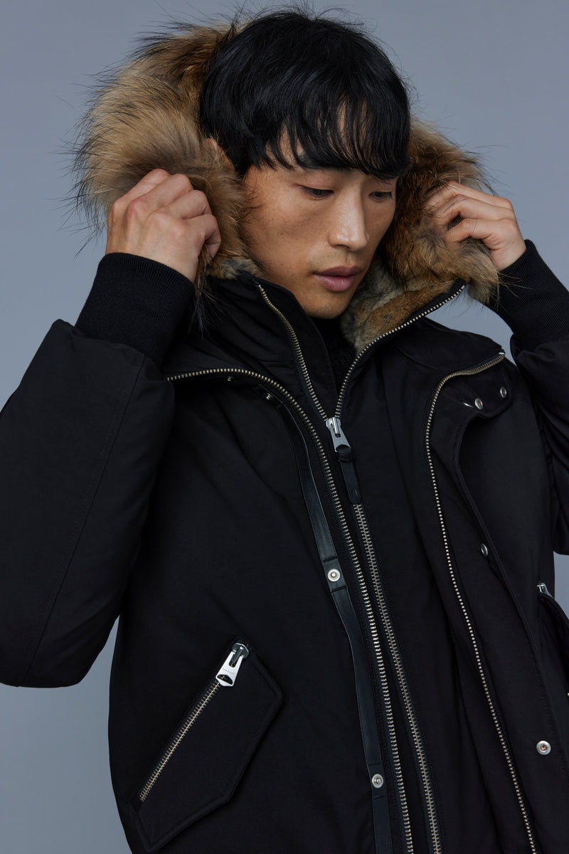 Mackage DIXON 2-in-1 Nordic Tech down bomber with natural fur Dunparka Herr Svarta | 150FUZTVD