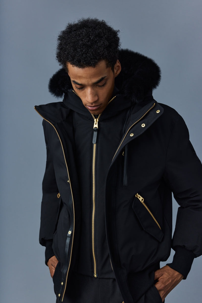 Mackage DIXON 2-in-1 Nordic Tech down bomber with fox fur Dunparka Herr Svarta | 163RXULYG