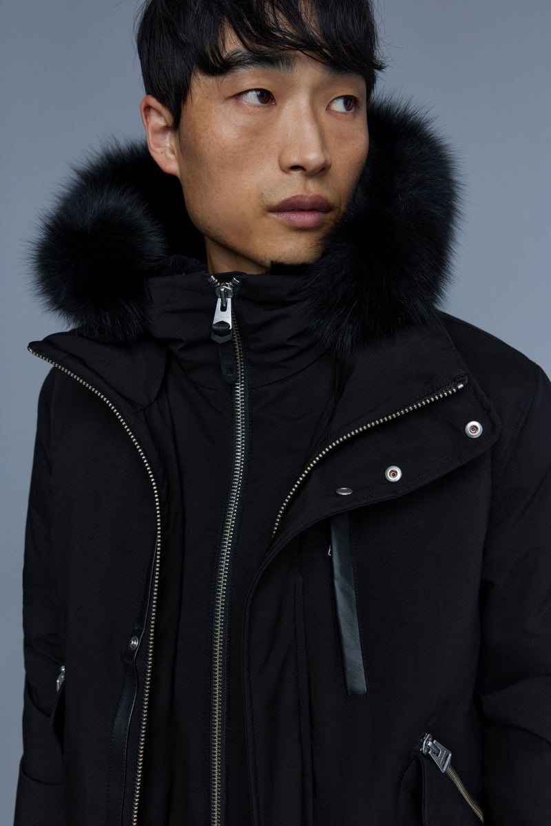 Mackage DIXON 2-in-1 Nordic Tech down bomber with fox fur Dunparka Herr Svarta | 164GFOZVU