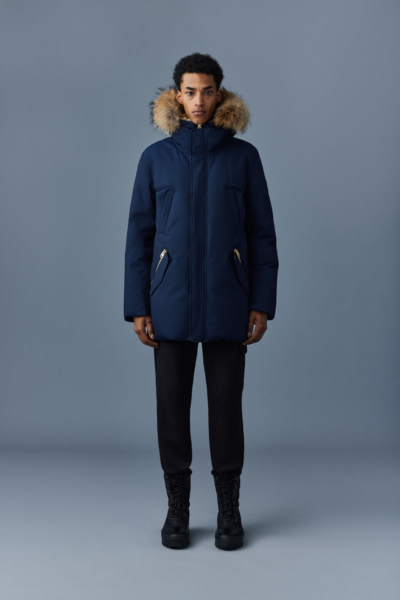 Mackage EDWARD 2-in-1 with hooded bib and natural fur Dunparka Herr Marinblå | 842QLYMAE