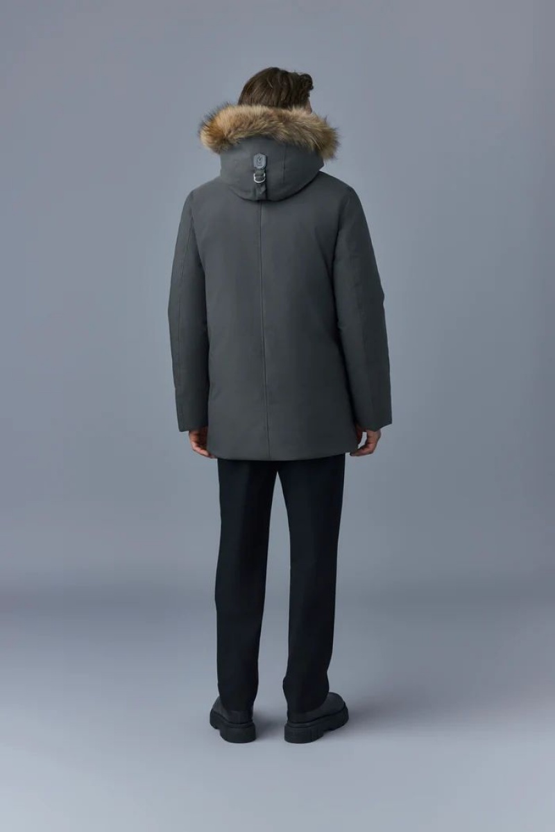 Mackage EDWARD 2-in-1 with hooded bib and natural fur Dunparka Herr Mörkgrå | 480DBSNOE