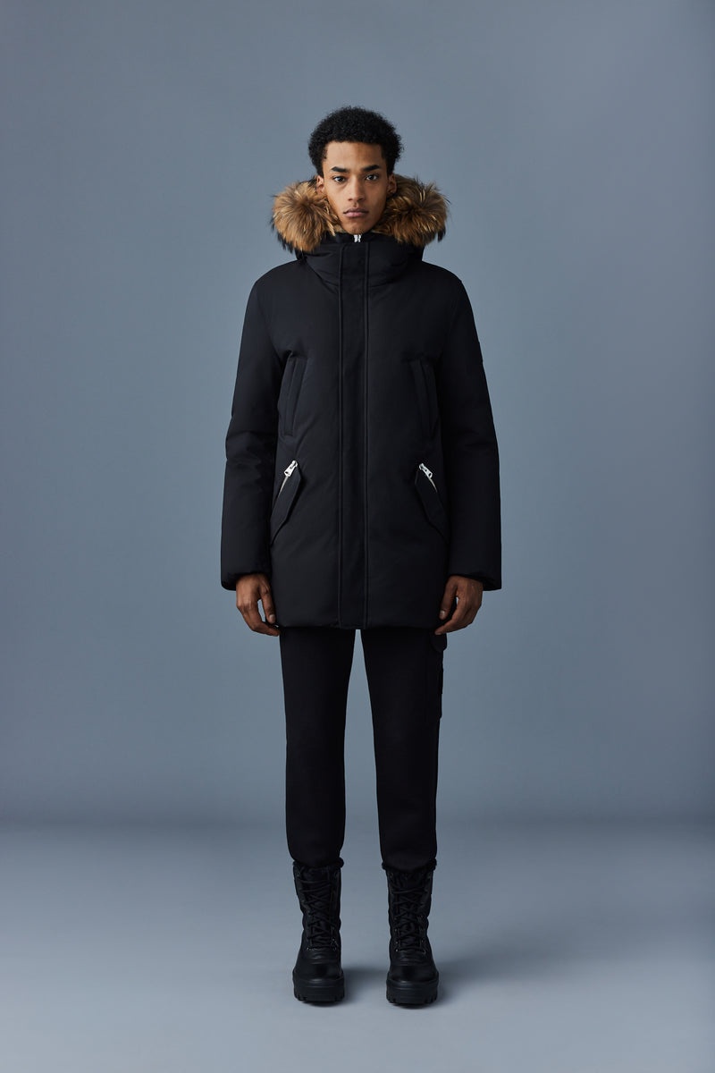 Mackage EDWARD 2-in-1 with hooded bib and natural fur Dunparka Herr Svarta | 637ABFNLK