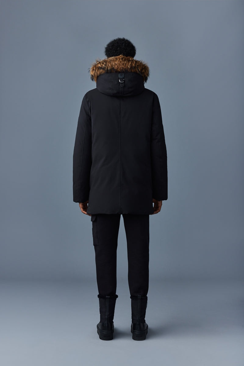 Mackage EDWARD 2-in-1 with hooded bib and natural fur Dunparka Herr Svarta | 637ABFNLK