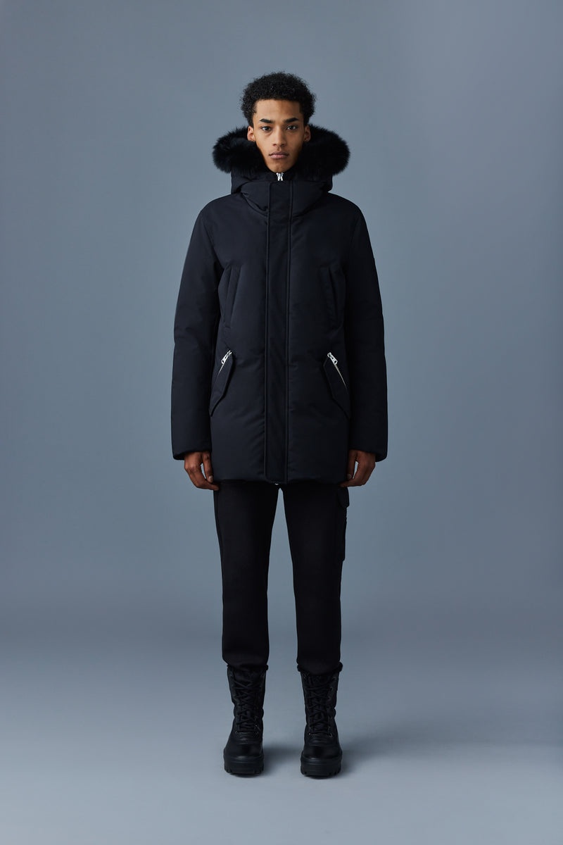 Mackage EDWARD 2-in-1 with hooded bib and fox fur Dunparka Herr Svarta | 745IYCLZE