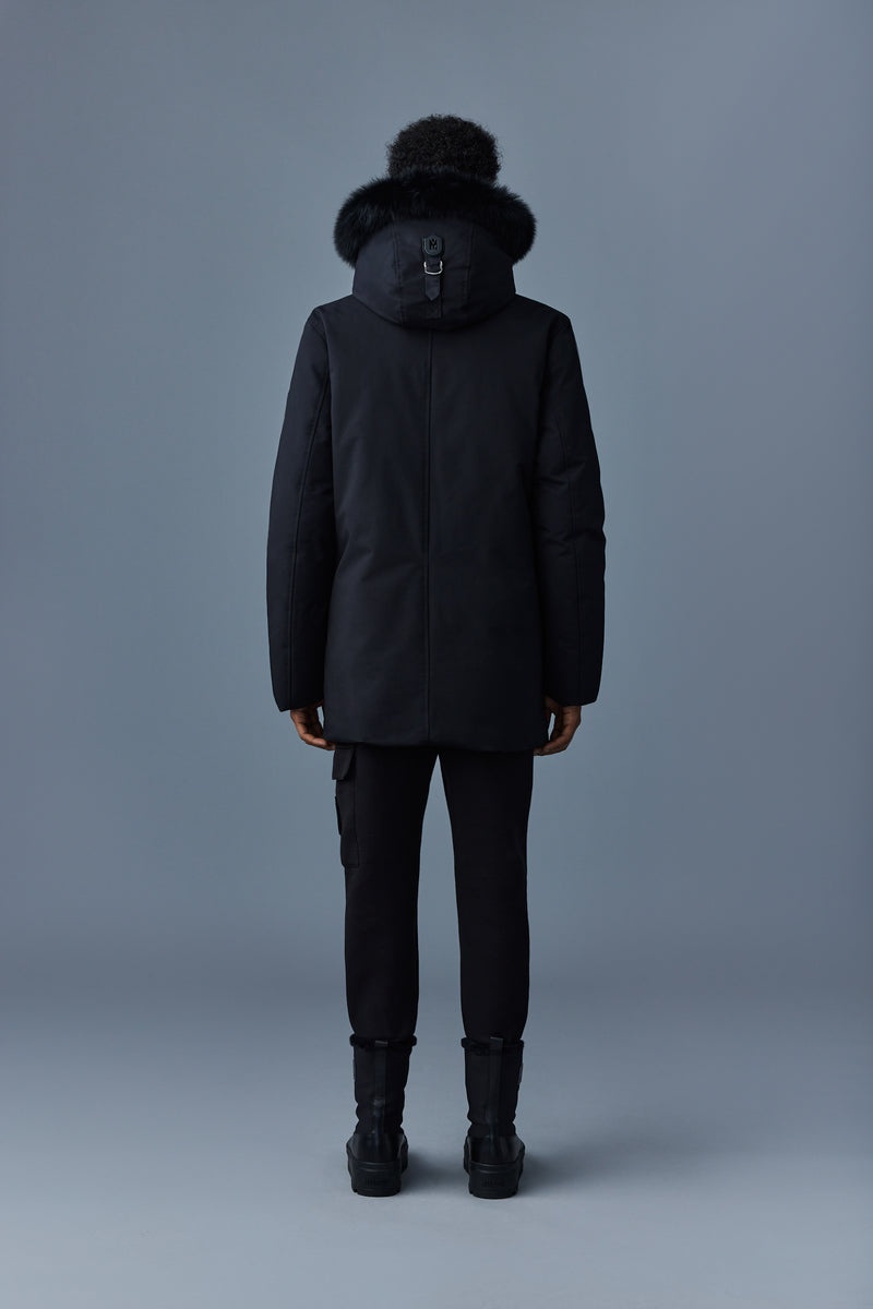 Mackage EDWARD 2-in-1 with hooded bib and fox fur Dunparka Herr Svarta | 745IYCLZE