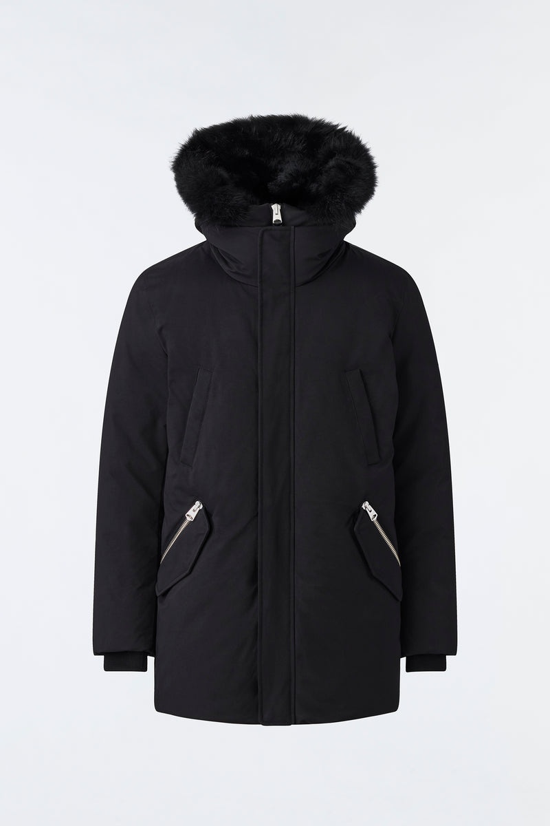 Mackage EDWARD 2-in-1 with hooded bib and detachable sheepskin collar Dunparka Herr Svarta | 761NJSKFZ