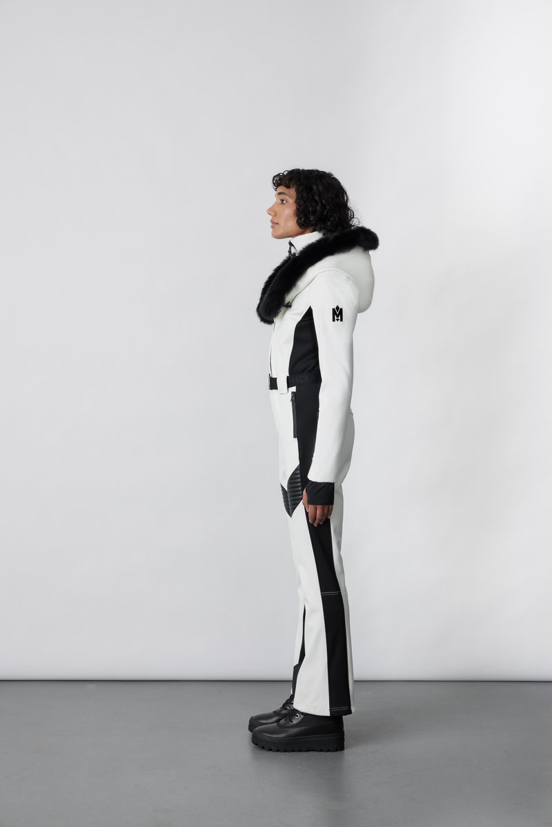 Mackage ELLE-Z Techno fleece ski suit with removable hood and fur trim Dunparka Dam Vita | 189MKXGTV