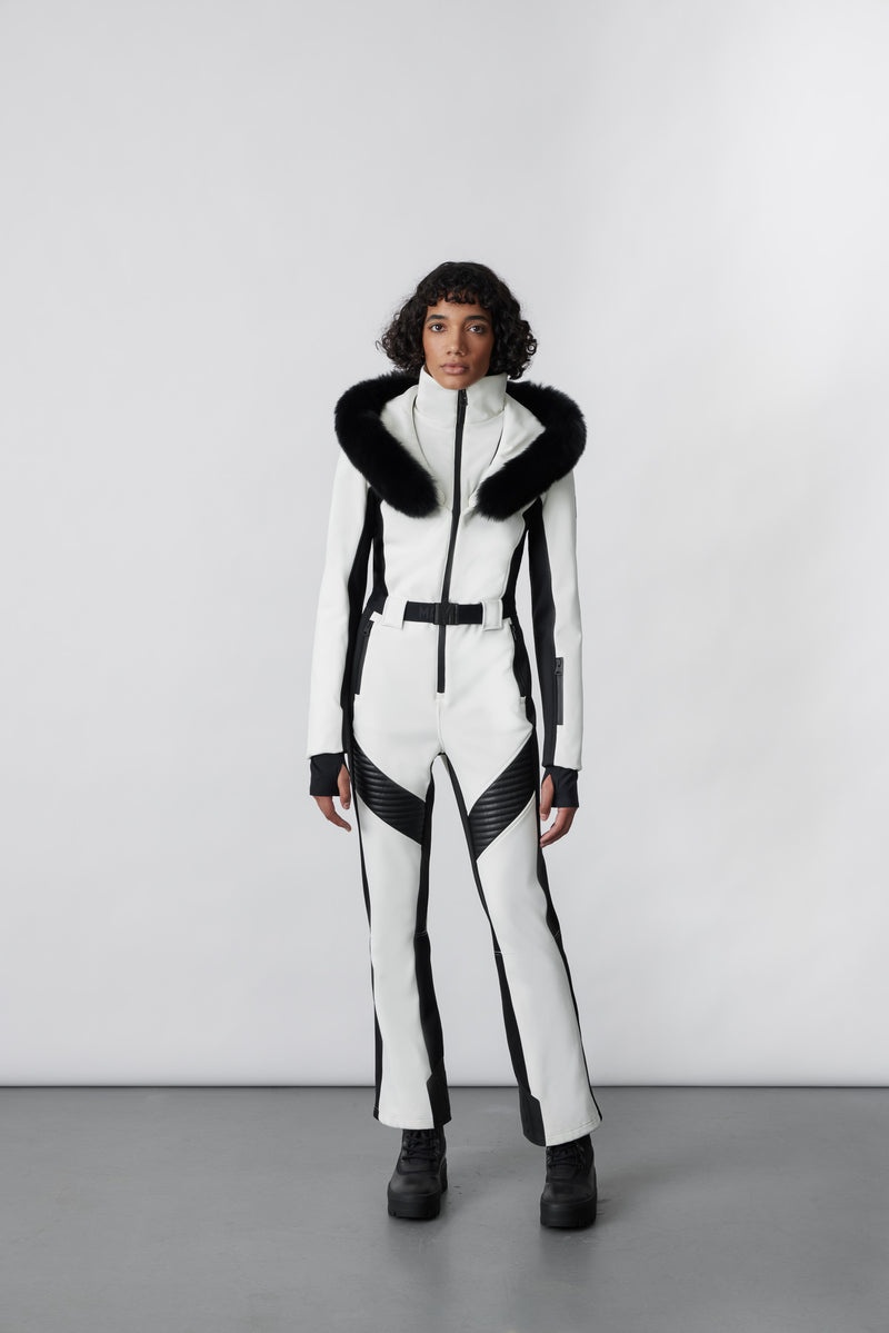 Mackage ELLE-Z Techno fleece ski suit with removable hood and fur trim Dunparka Dam Vita | 189MKXGTV