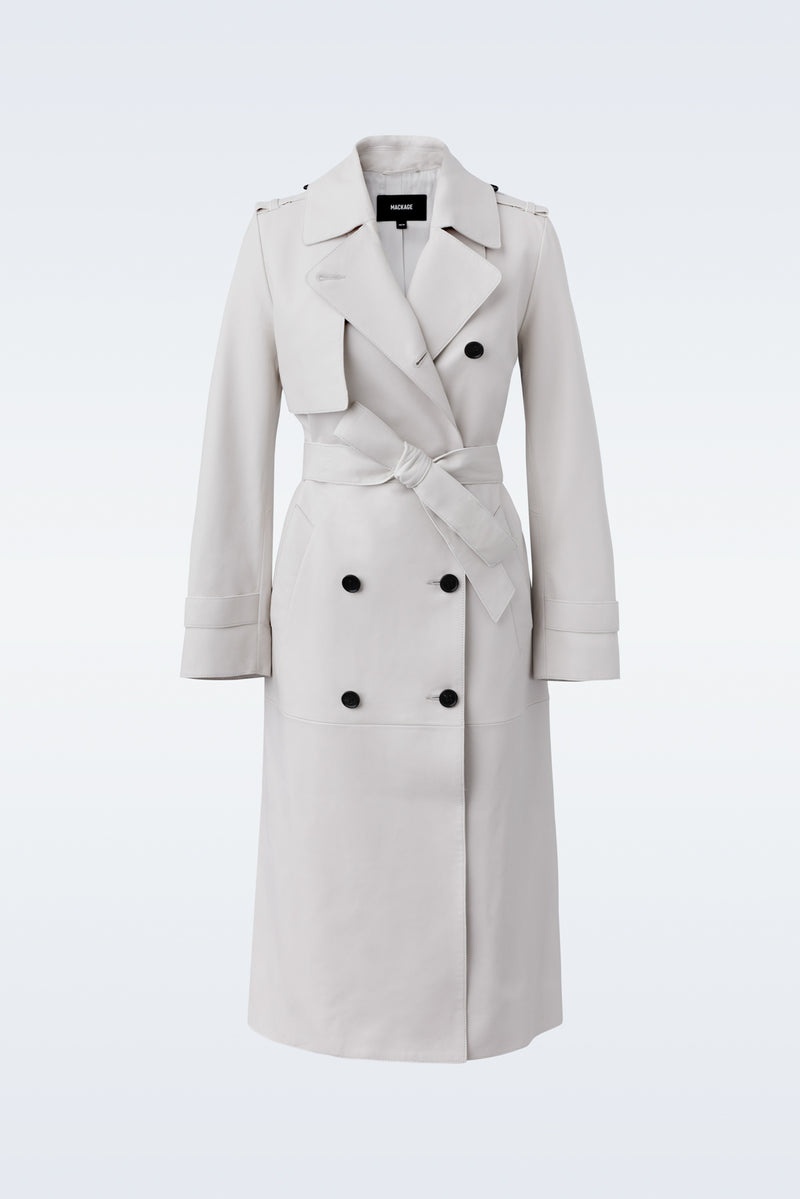 Mackage GAEL (R) Läder with belt Trenchcoat Dam Vita | 834YNOLKC