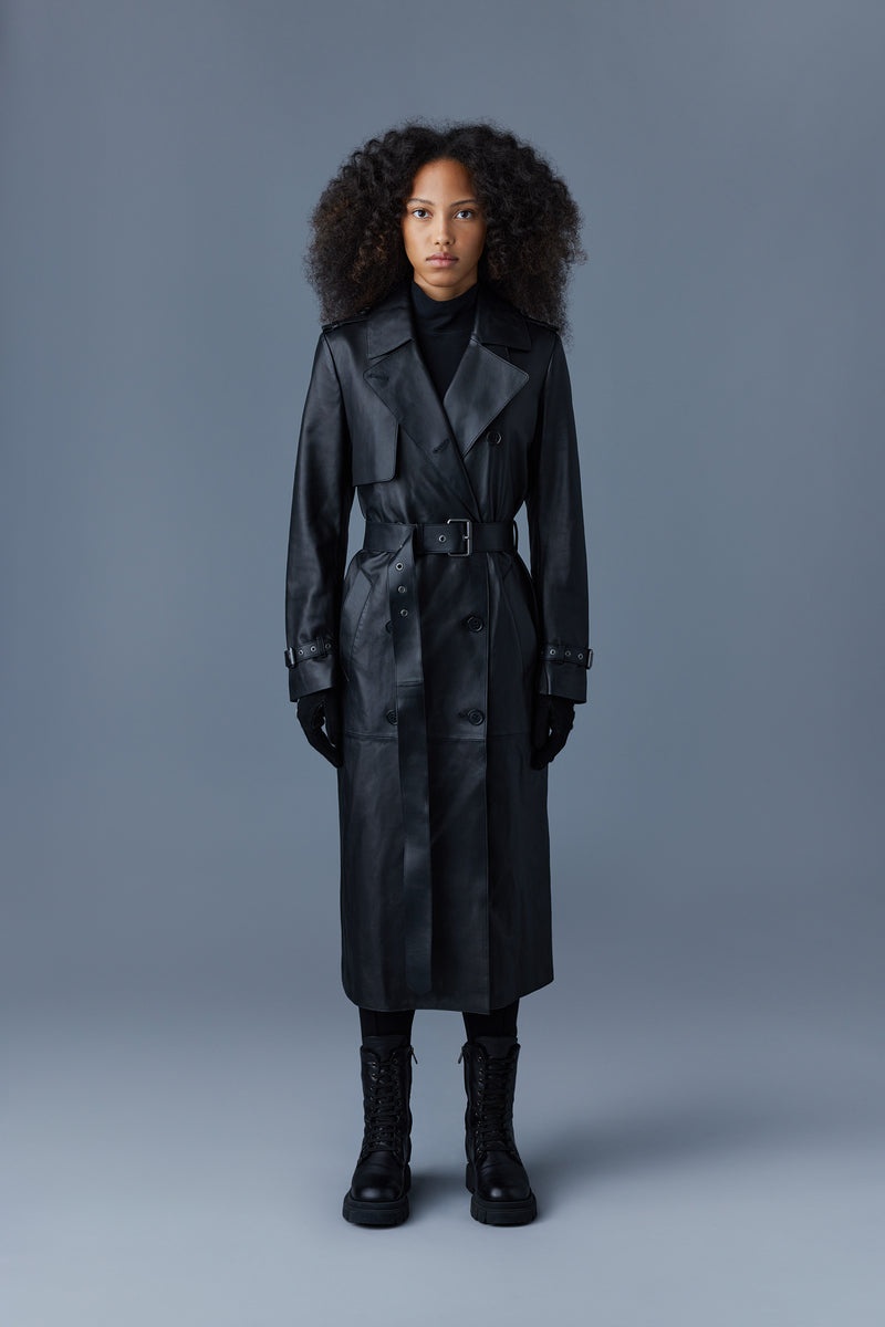 Mackage GAEL (R) Läder with belt Trenchcoat Dam Svarta | 871UVRNWD